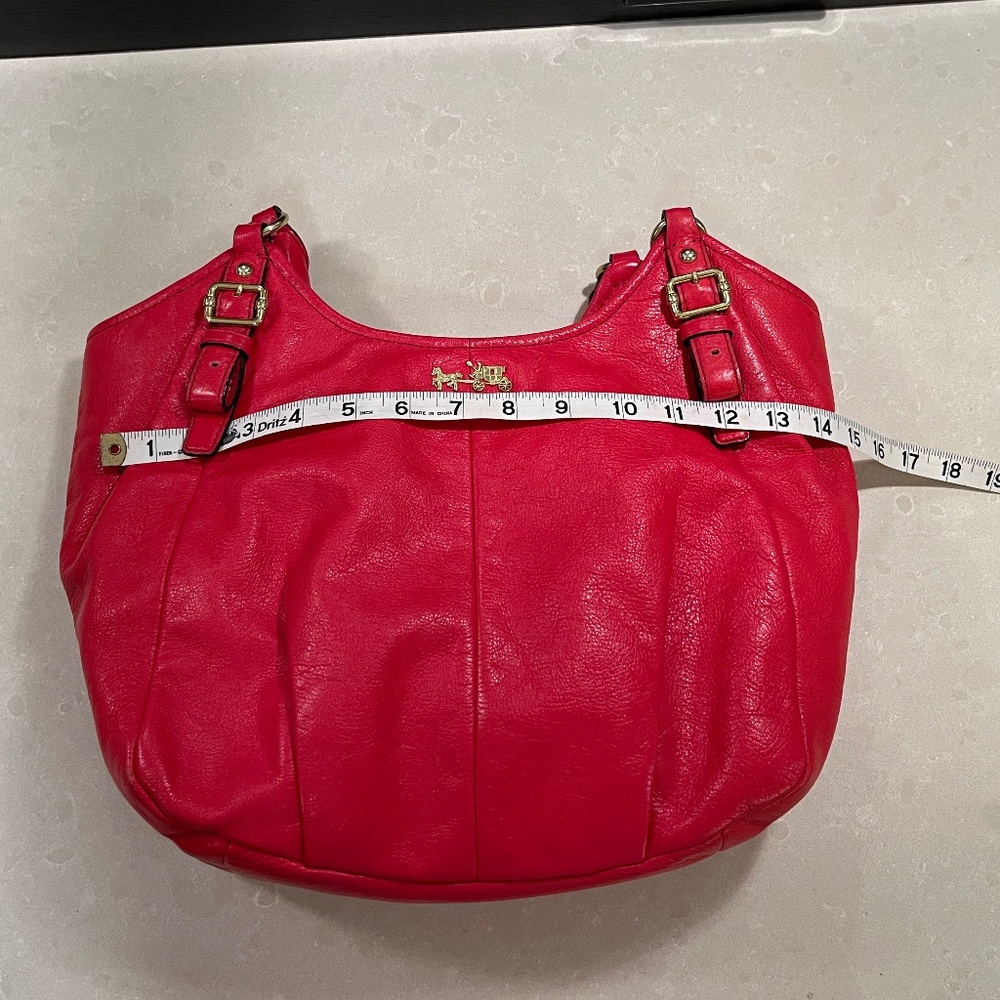 Coach Madison Abigail 18612 Red Leather Hobo Satchel Bag Gold Hardware - Picture 4 of 15